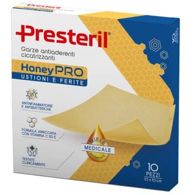 Presteril honeypro nicht klebende heilende Gaze 10x10 cm 10 Stück