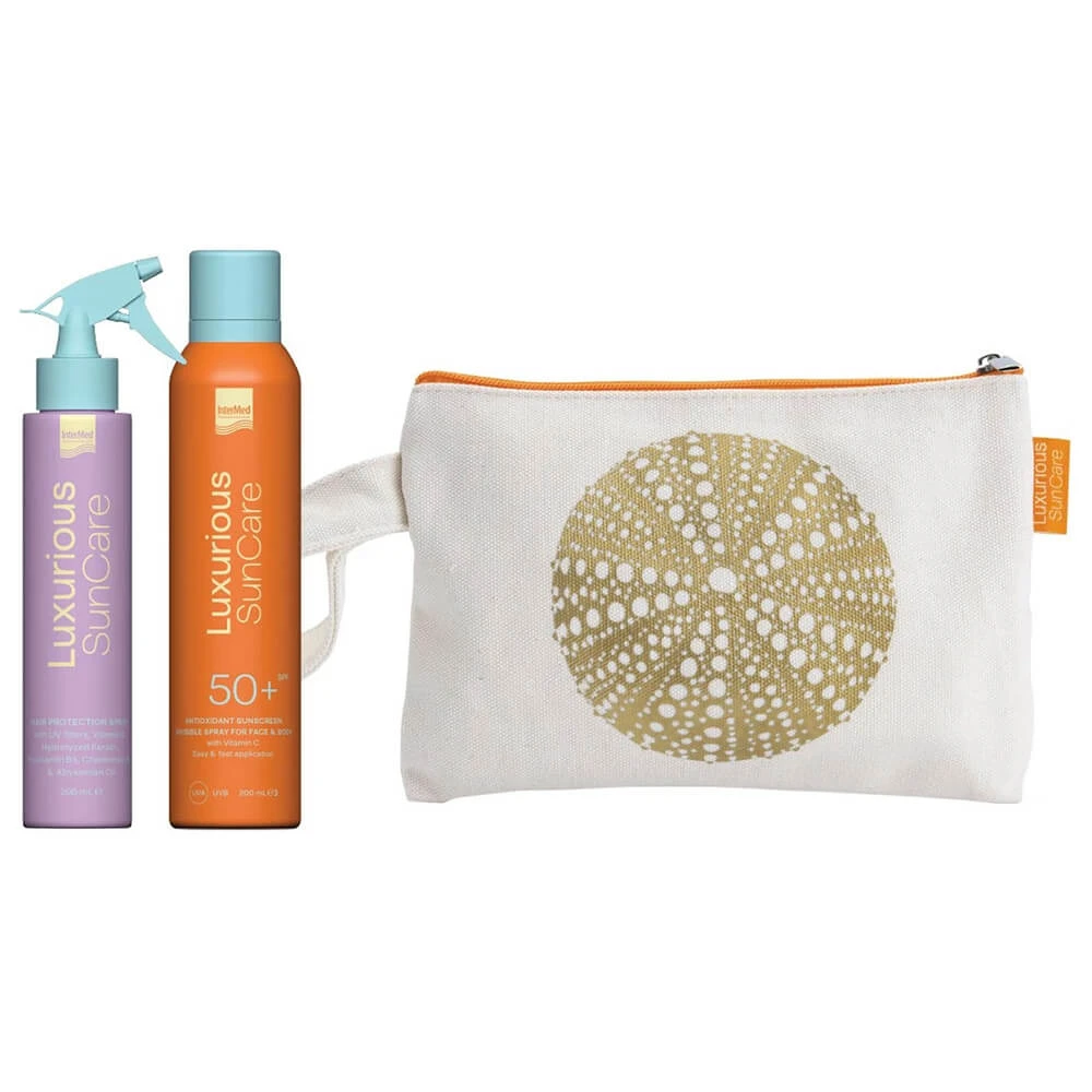 Luxuriöses SunCare Promo-Paket mit Haarschutzspray 200ml, Antioxidantien-Sonnenschutzspray SPF50+ 200ml & GIFT-TASCHE