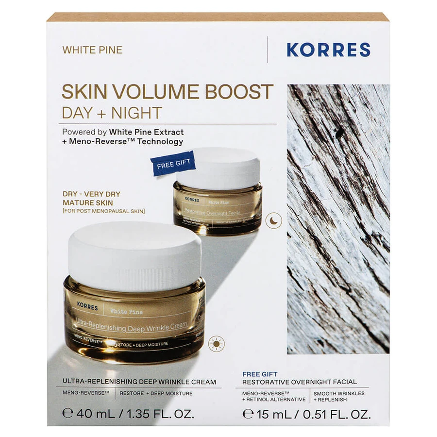 Korres Promo Pack White Pine Volume Replenishing Day Cream for Very Dry Skin 40ml & FREE Night Cream for Volume Replenishing 15ml