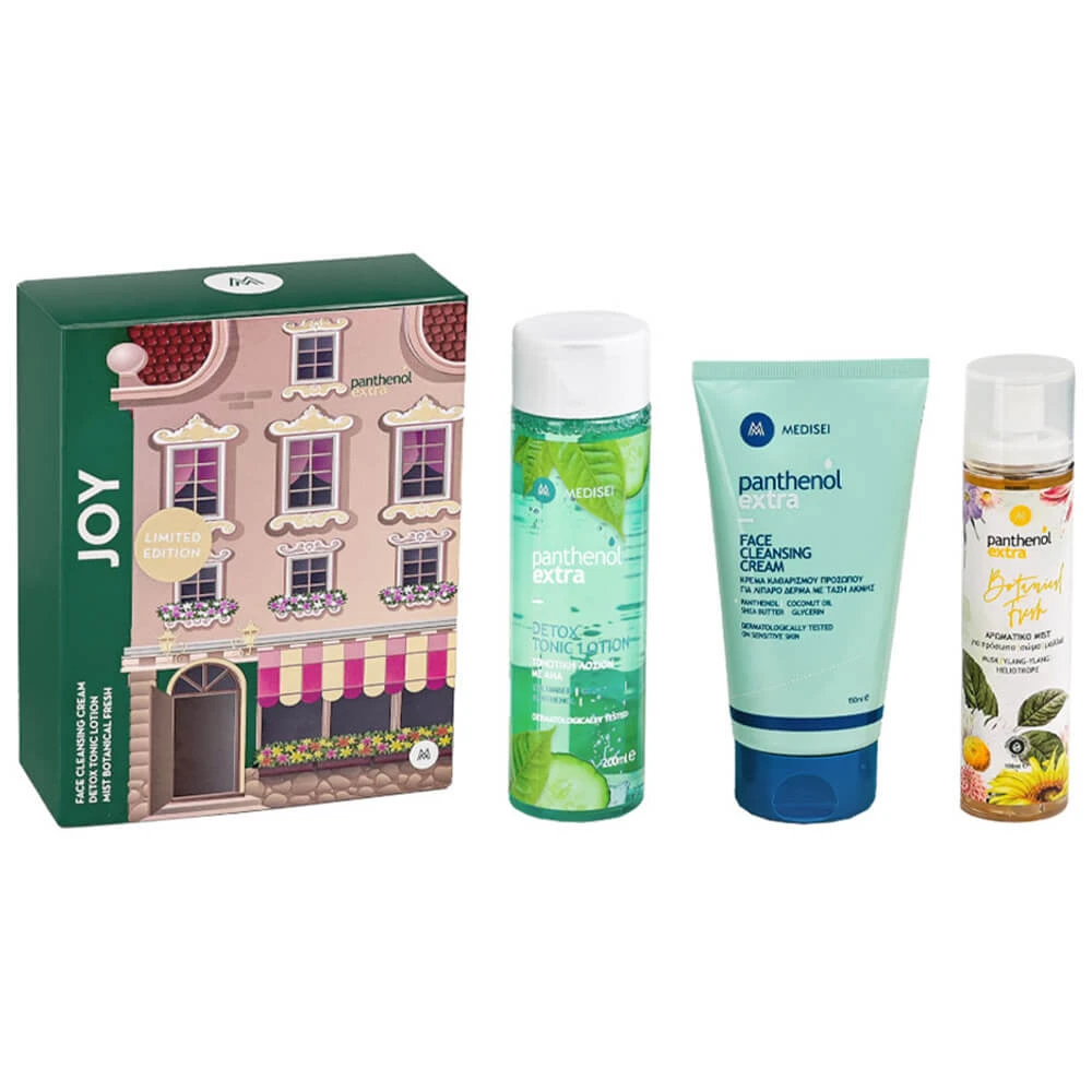 Panthenol Extra Promo Pack JOY mit Gesichtsreinigungscreme 150ml, Detox Tonic Lotion 200ml & Nebel Botanical Fresh 100ml