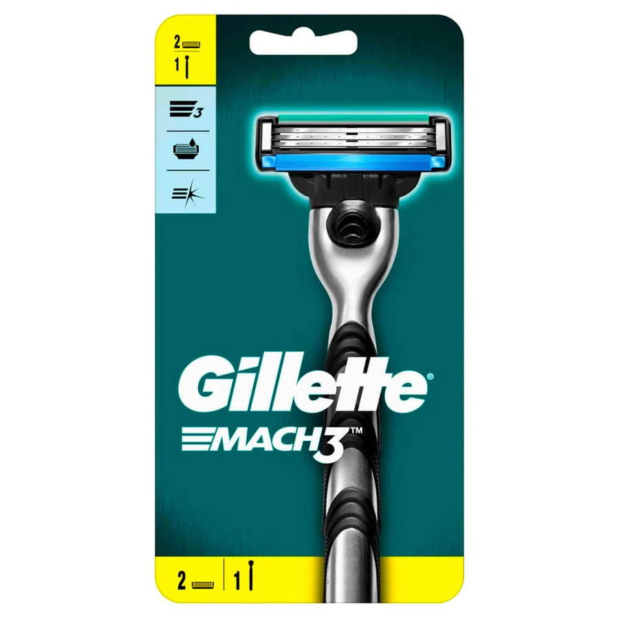 Gillette Mach 3 machine met scheermes en 1 reserveonderdeel.