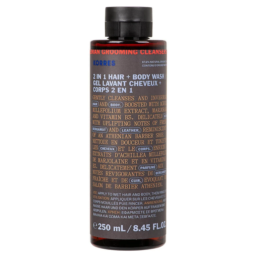 Korres Athenian Grooming 2 in 1, lavaggio per capelli e corpo per uomo 250ml