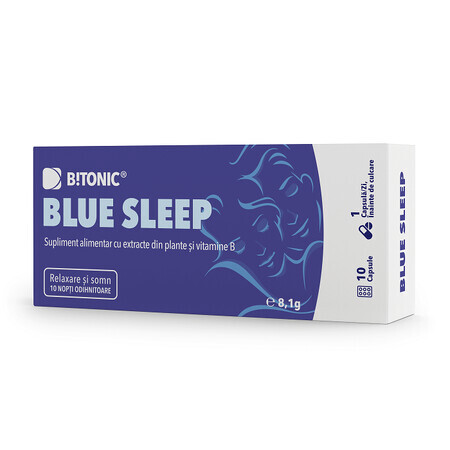 Complex ingrediente naturale pentru tulburari de somn Blue Sleep Bitonic, 10 capsule, Lifecare