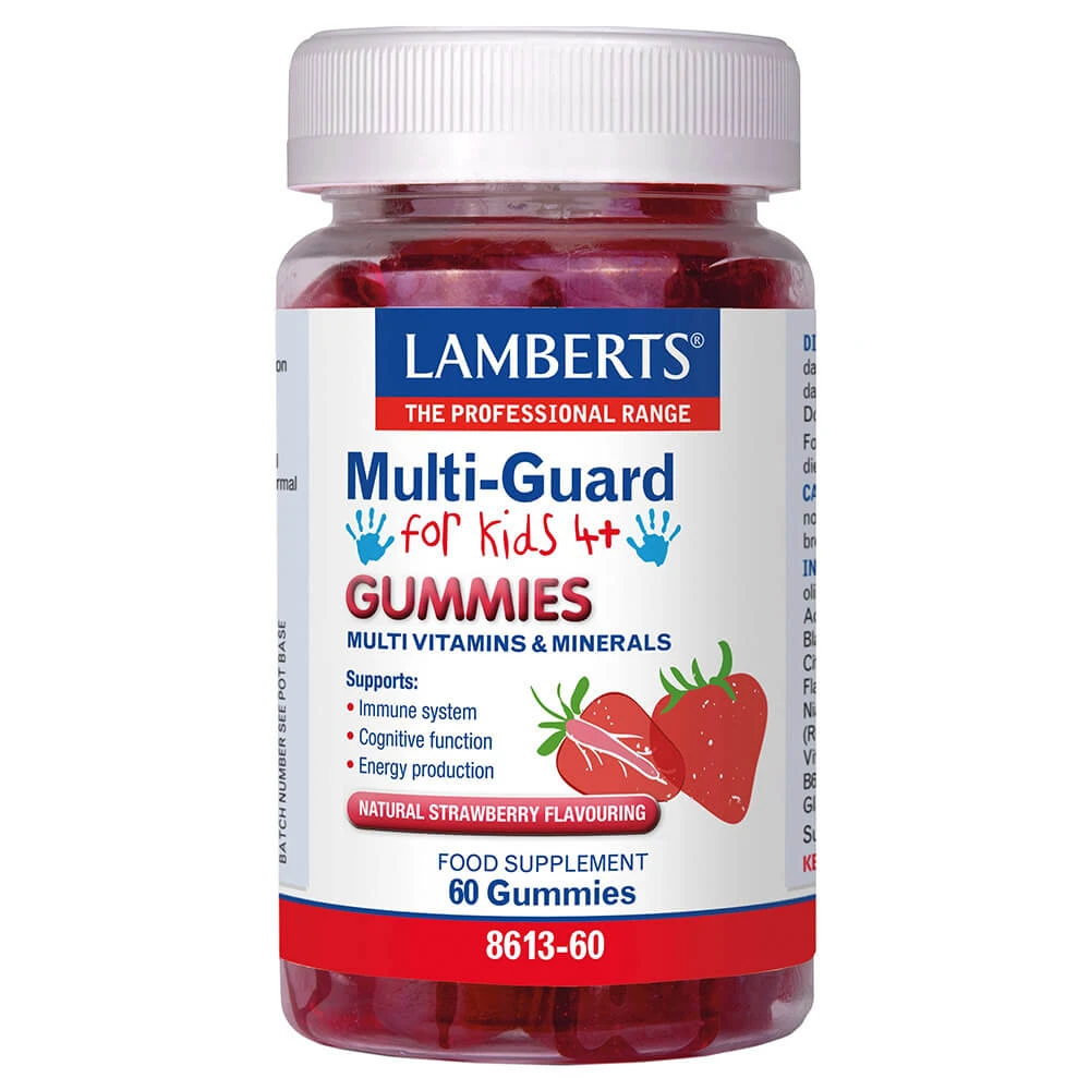 Lamberts Multi-Guard für Kinder 4+ Gummis mit natürlichem Geschmack Erdbeere 60 Stück