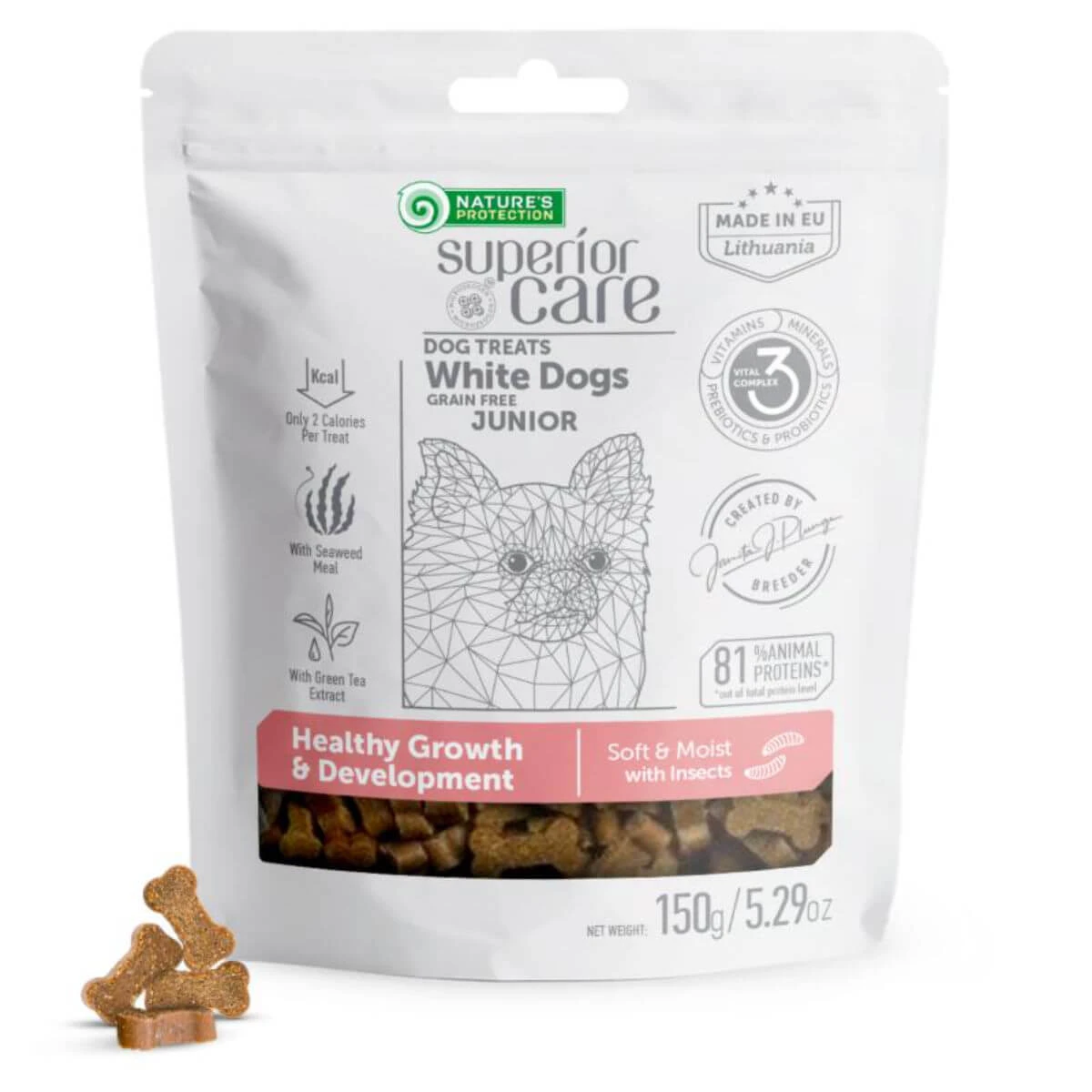 NATURES PROTECTION Superior Care Superior Care Gesundes Wachstum & Entwicklung, XS-XL, Insekten, funktioneller getreidefreier Belohnungsbeutel für