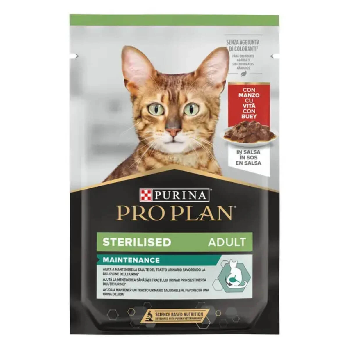 PURINA Pro Plan Sterilized Maintenance, Rind, Sachet Nassfutter für sterilisierte Katzen, (in Sauce), 85g