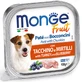 MONGE Fruit, XS-XL, Pavo y Arándanos, comida húmeda para perros sin cereales, bandeja, (en su propio jugo), 100g