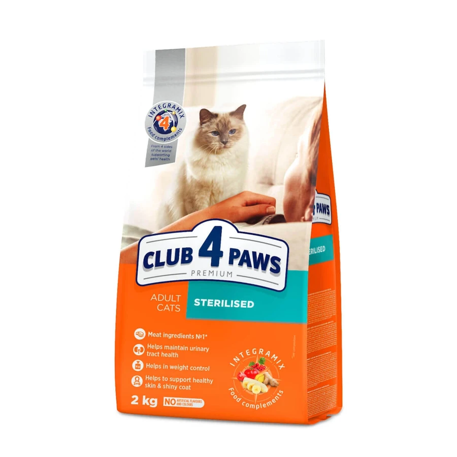 CLUB 4 PAWS Premium Sterilized, Pollo, cibo secco per gatti sterilizzati, 2kg