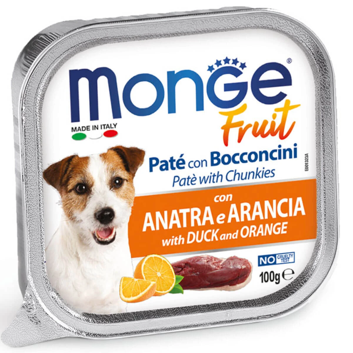 MONGE Fruit, XS-XL, Ente und Orange, getreidefreies Hundefeuchtfutter, (im eigenen Saft), 100g