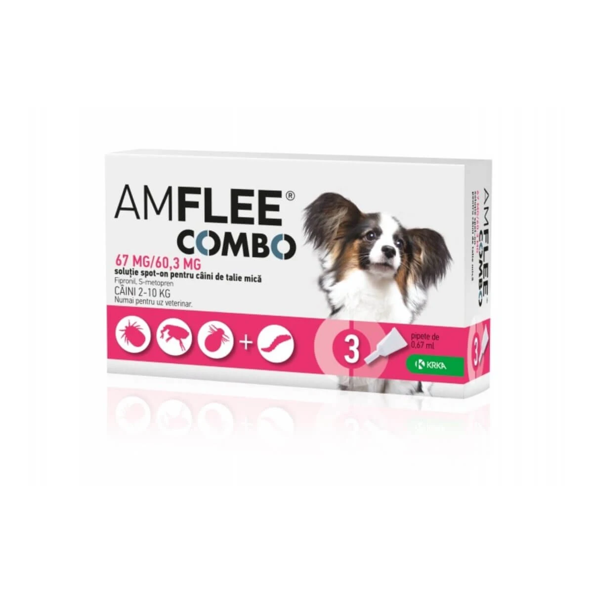 AMFLEE Combo Dog, Spot-on, antiparasitäre Lösung, Hunde 2-10 kg, 3 Pipetten