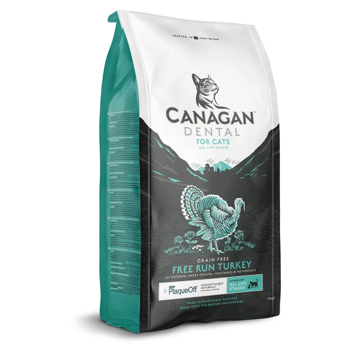 CANAGAN Dental, Truthahn, getreidefreies Trockenfutter für junge & erwachsene Katzen, Zahnempfindlichkeiten, 1,5kg