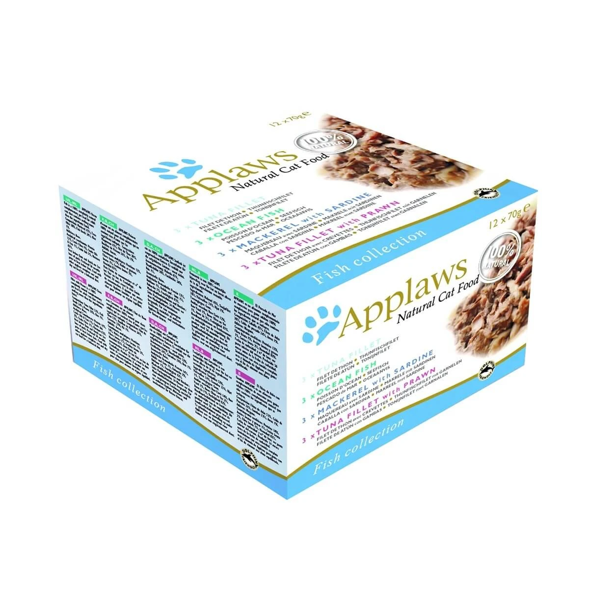 APPLAWS Fish Selection Multipack, 3 Geschmacksrichtungen (Thunfisch, Thunfisch & Lachs, Thunfisch & Seetang), Mischpackung, Katzennassfutter in Dosen,