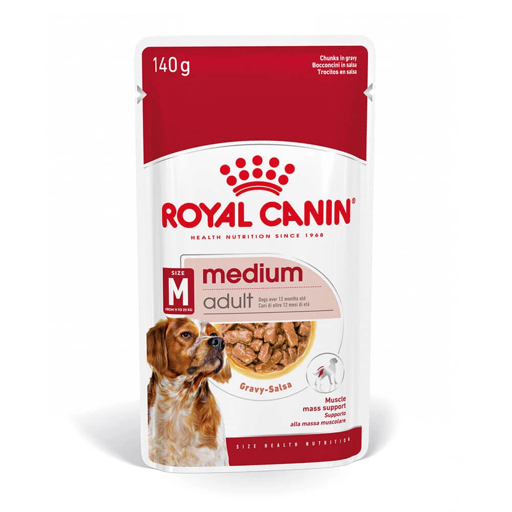 ROYAL CANIN Medium Adult Nassfutter für Hunde (in Sauce), 140g