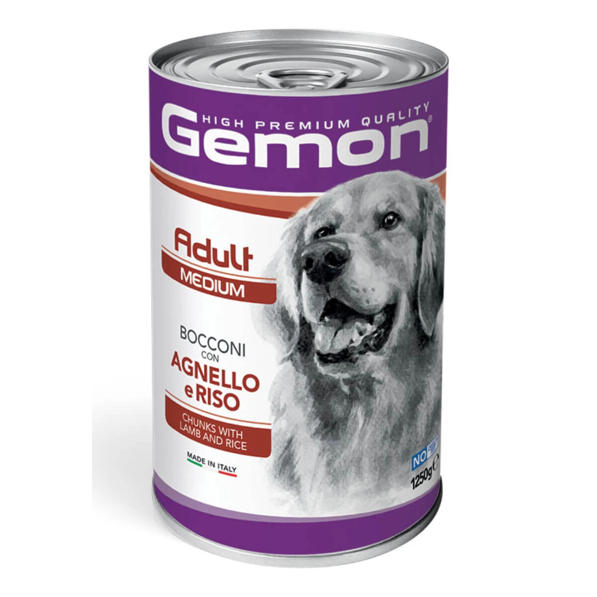 GEMON Medium Adult, M, Lamm, Nassfutter in Dosen für Hunde, (in Aspik), 1250g