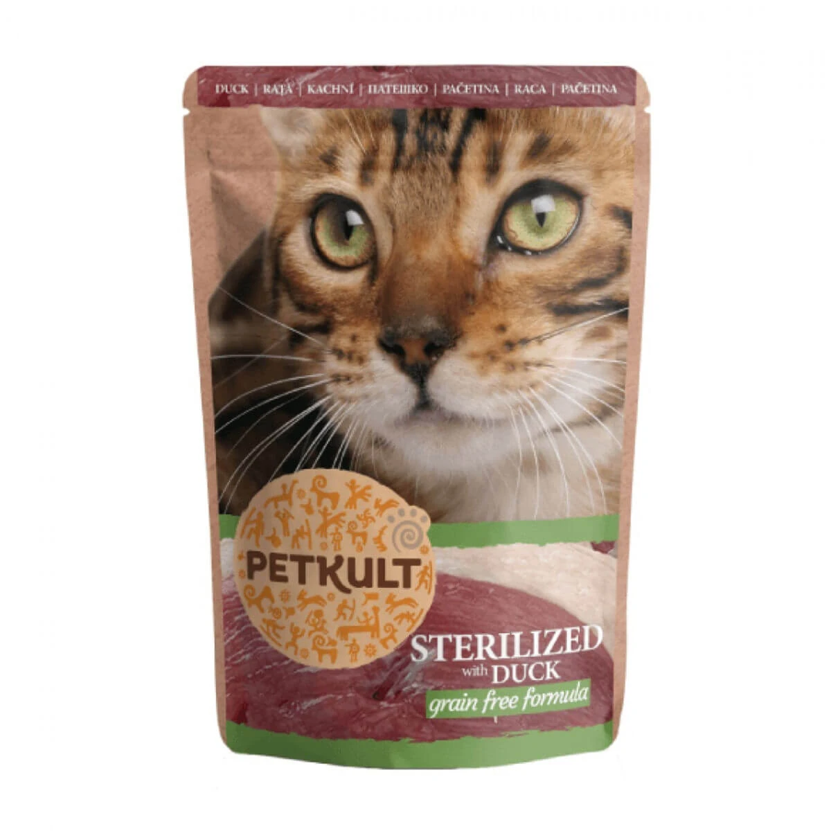 PETKULT Sterilisiert, Ratte, Beutel getreidefreies Katzennassfutter, 100g