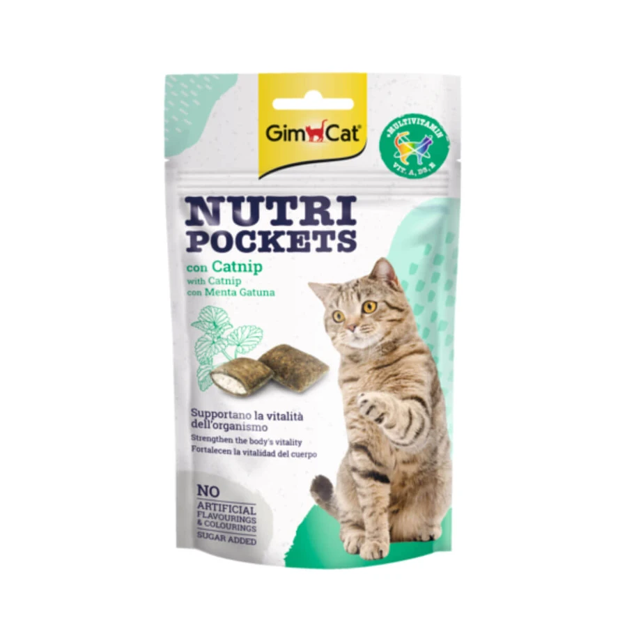 GIMCAT Nutri Pockets Catnip, Catnip, sachet de récompense fonctionnel, 60g