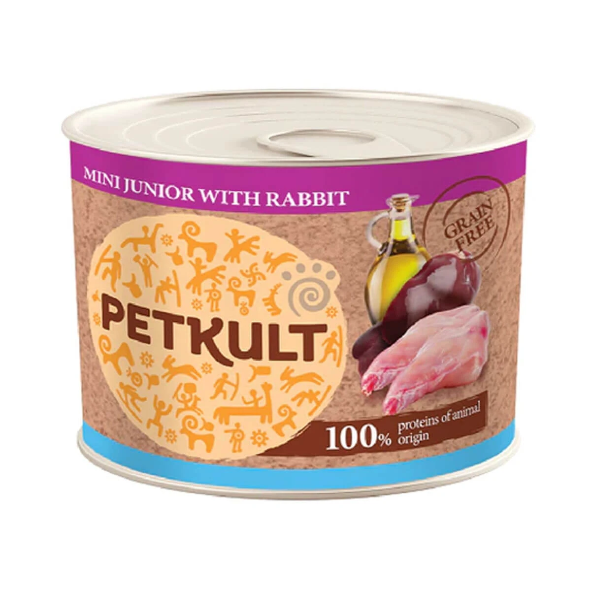 PETKULT Grain Free Mini Junior, Kaninchen, getreidefreies Nassfutter in Dosen für junge Hunde, 185g