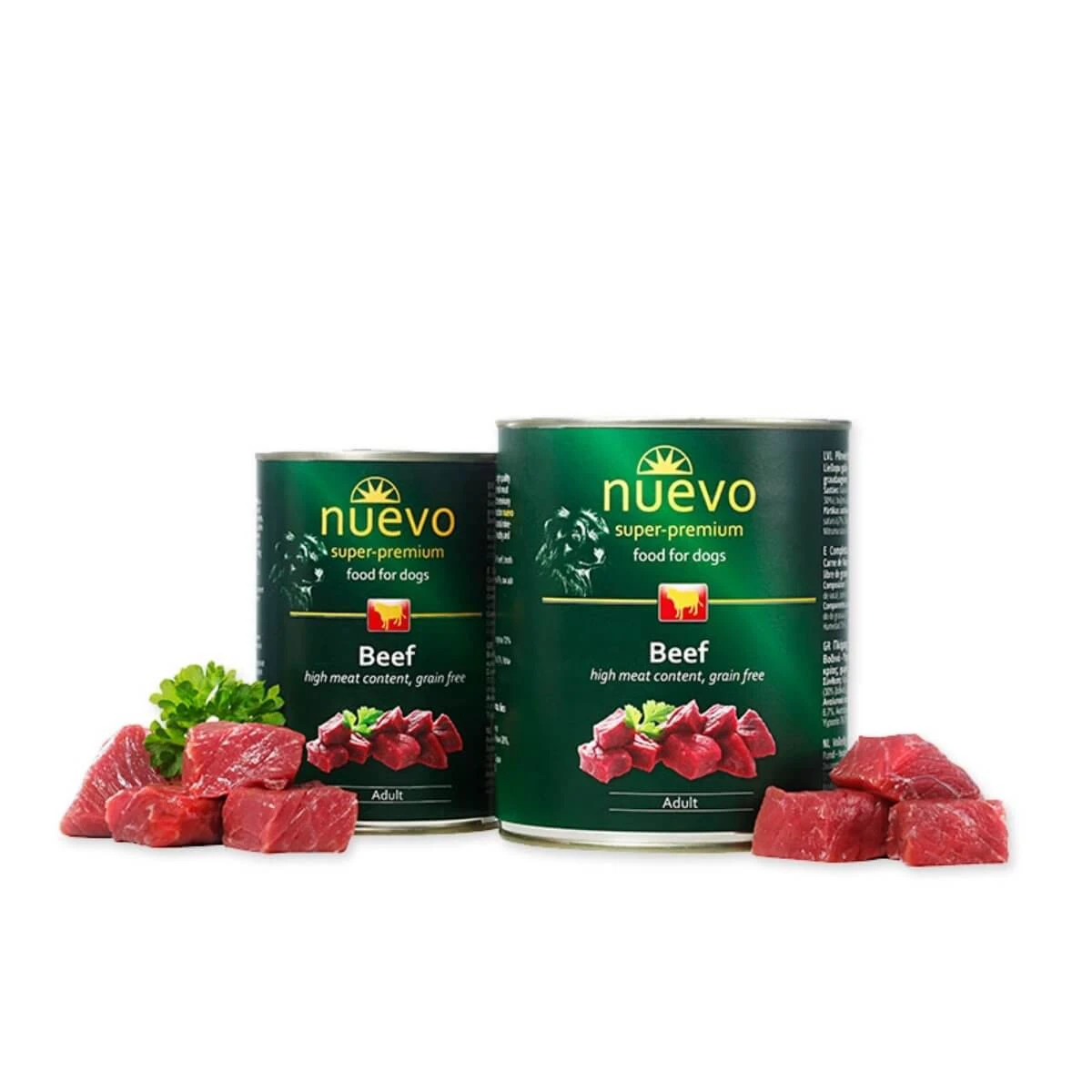 NUEVO, XS-XL, Rindfleisch, getreidefreies Nassfutter in Dosen, (Pastete), 800g