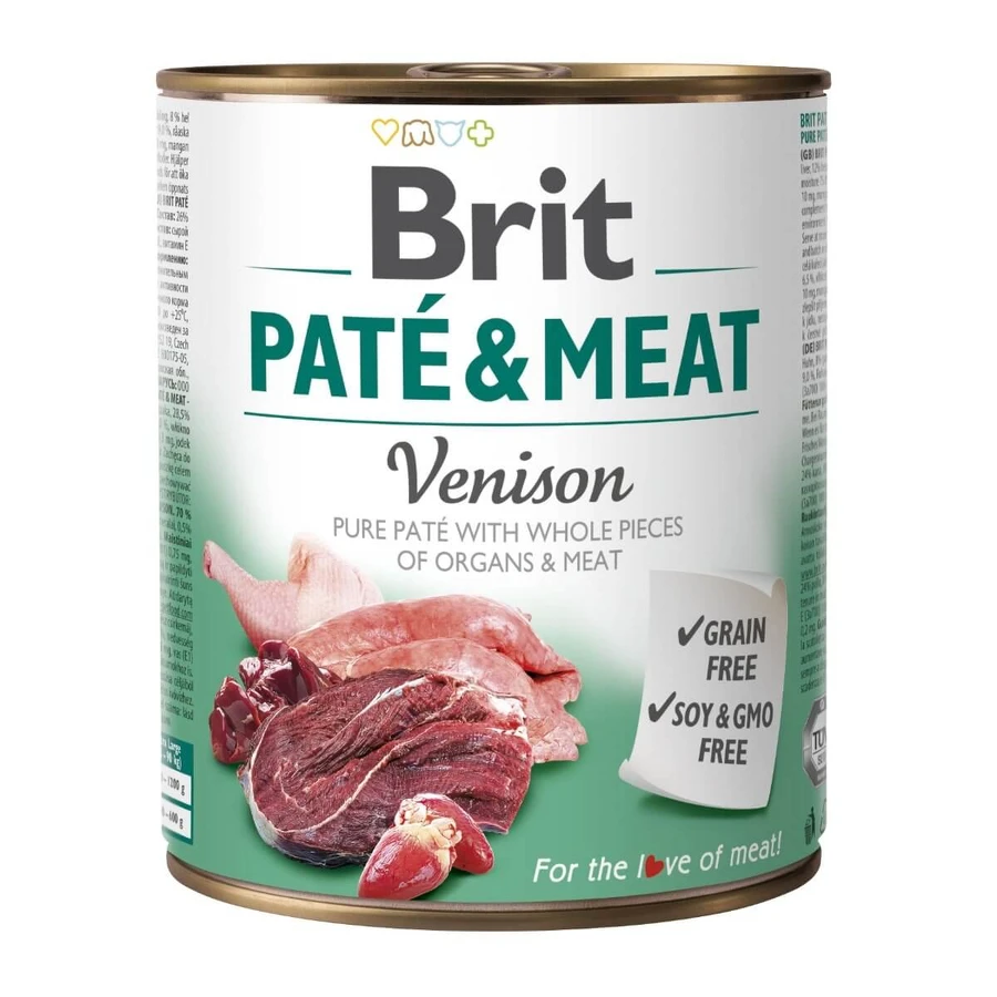 BRIT Paté & Vlees, Graanvrij blikvoer voor honden, (paté met stukjes vlees), 800g
