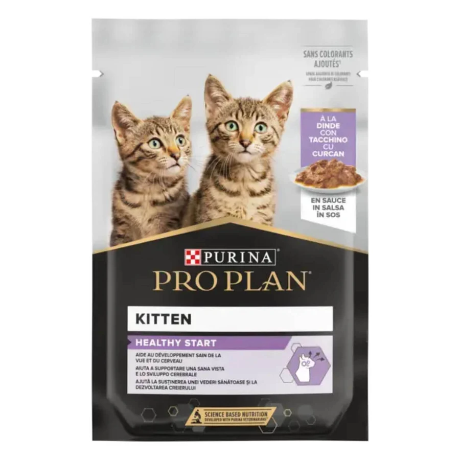 PURINA Pro Plan Healthy Start Kitten, kalkoen, zakje natvoer voor jonge katten, (in saus), 85g
