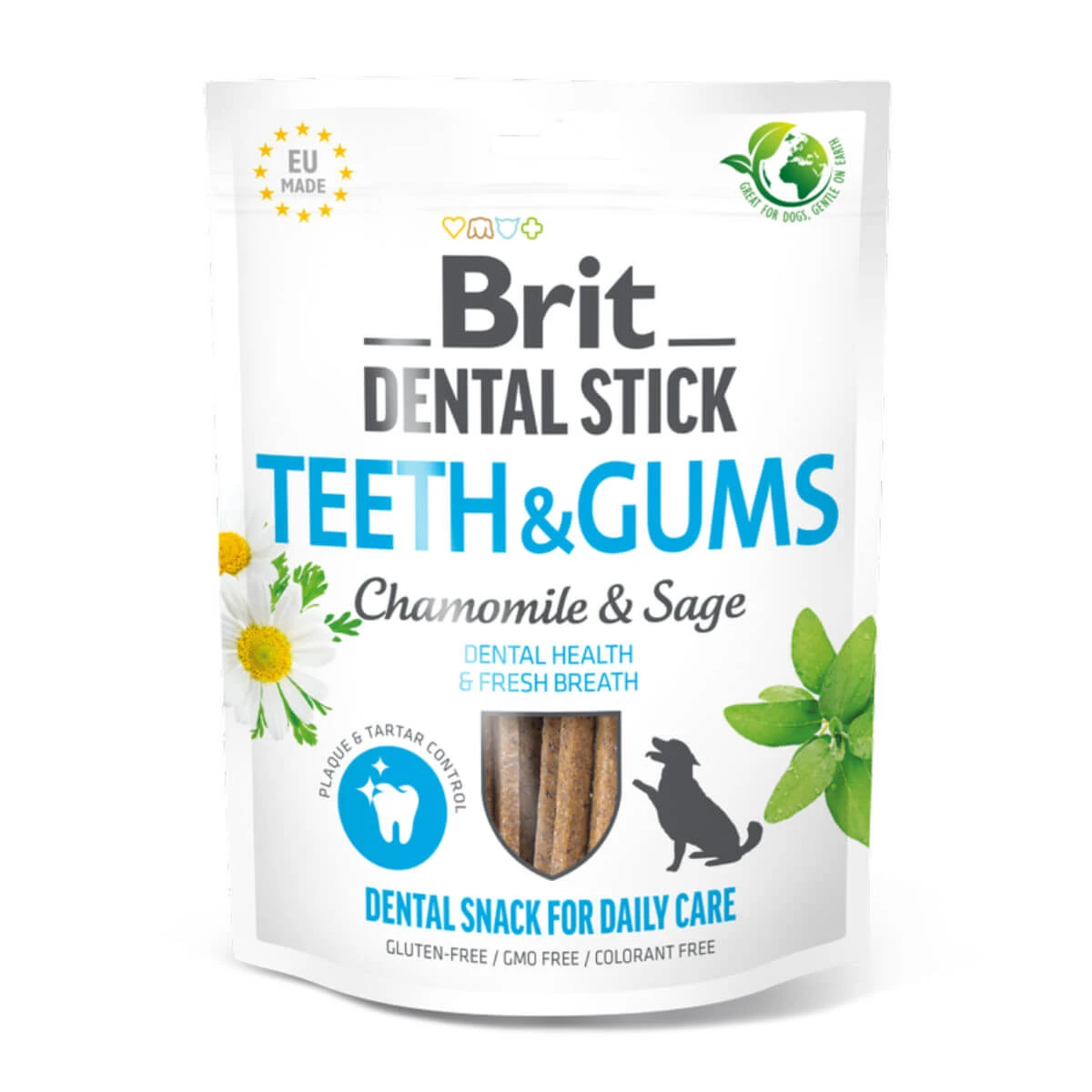 BRIT Dental Stick Zähne & Zahnfleisch Kamille und Salbei, XS-XL, funktioneller Belohnungsbeutel für Hunde, Zahnempfindlichkeiten, 120g