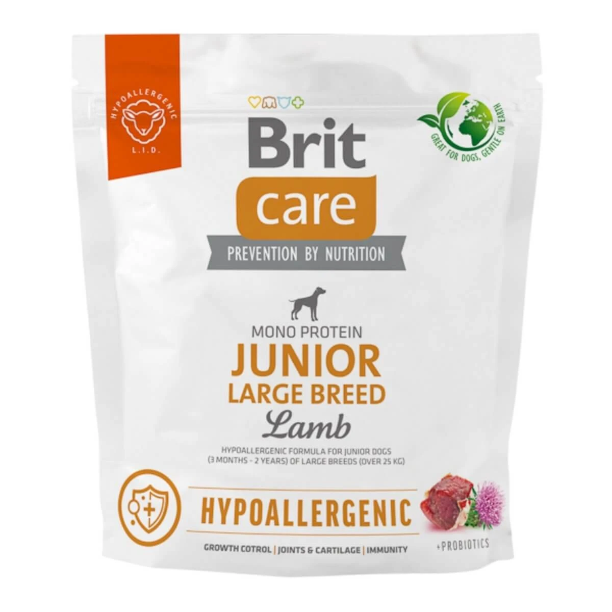 BRIT Care Hypoallergenic Hypoallergenic Junior Large Breed, L-XL, Honey, Single-Protein-Trockenfutter für junge Hunde, Immunsystem & Allergien, 1kg