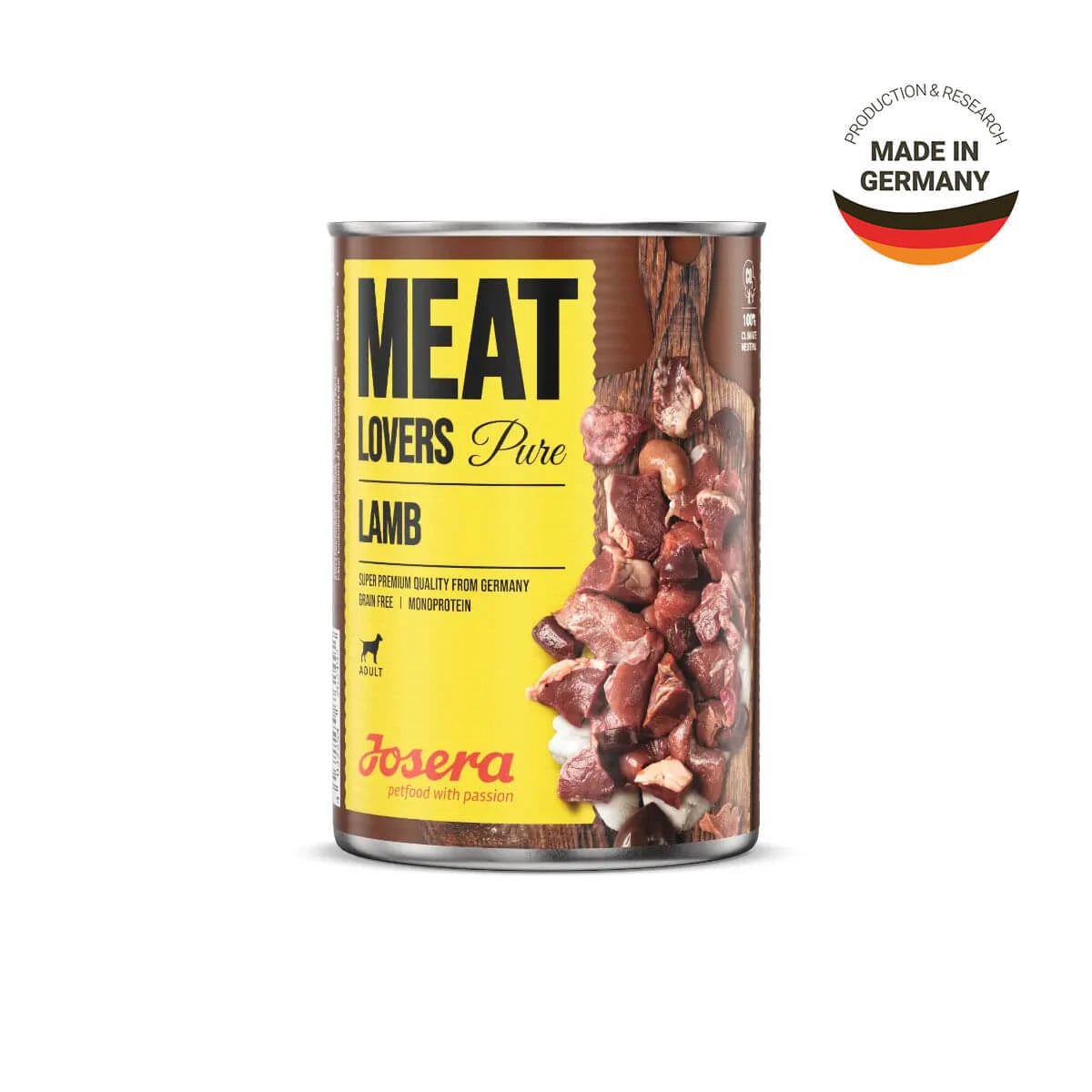 JOSERA Meat Lovers Pure, XS-XL, Lamm, getreidefreies Nassfutter in Dosen für Hunde, (in Sauce), bax, 400g x 6St