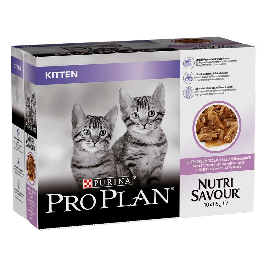 PURINA Pro Plan Healthy Start Kitten, Curcan, plic hrană umedă pisici junior, (în sos), 85g x 10buc