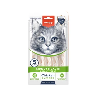 WANPY Kidney Health Creamy Treat, Chicken and Vegetable, sachet récompense fonctionnel pour chats, système rénal, (purée), 70g, 70g