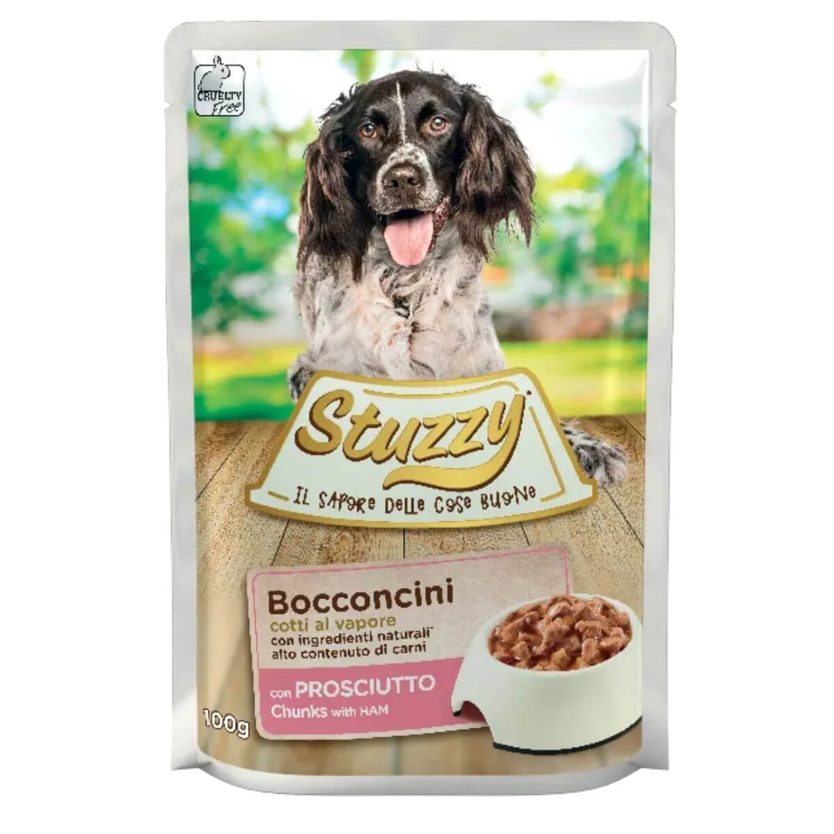 STUZZY Chunks, XS-XL, Bacon, Beutel mit feuchtem Hundefutter, (im eigenen Saft), 100g