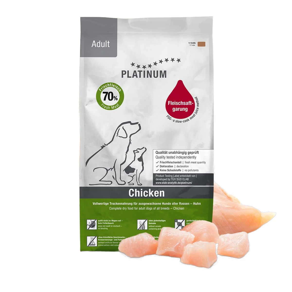 PLATINUM Adult, XS-XL, Huhn, Hundetrockenfutter, semimoist, 5kg