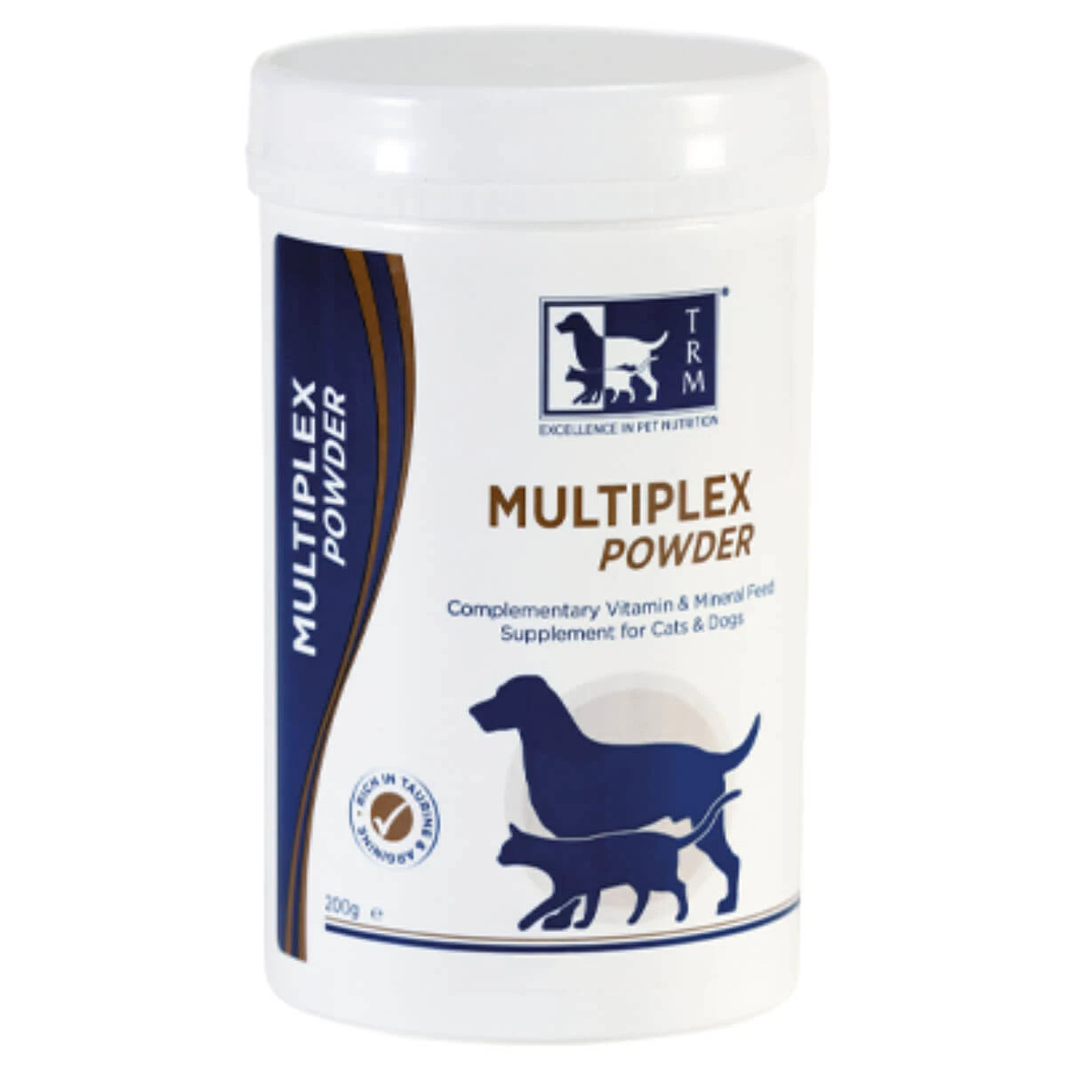 TRM Multiplex Powder, XS-XL, Multivitamin für Hunde und Katzen, Flasche, 200g Pulver