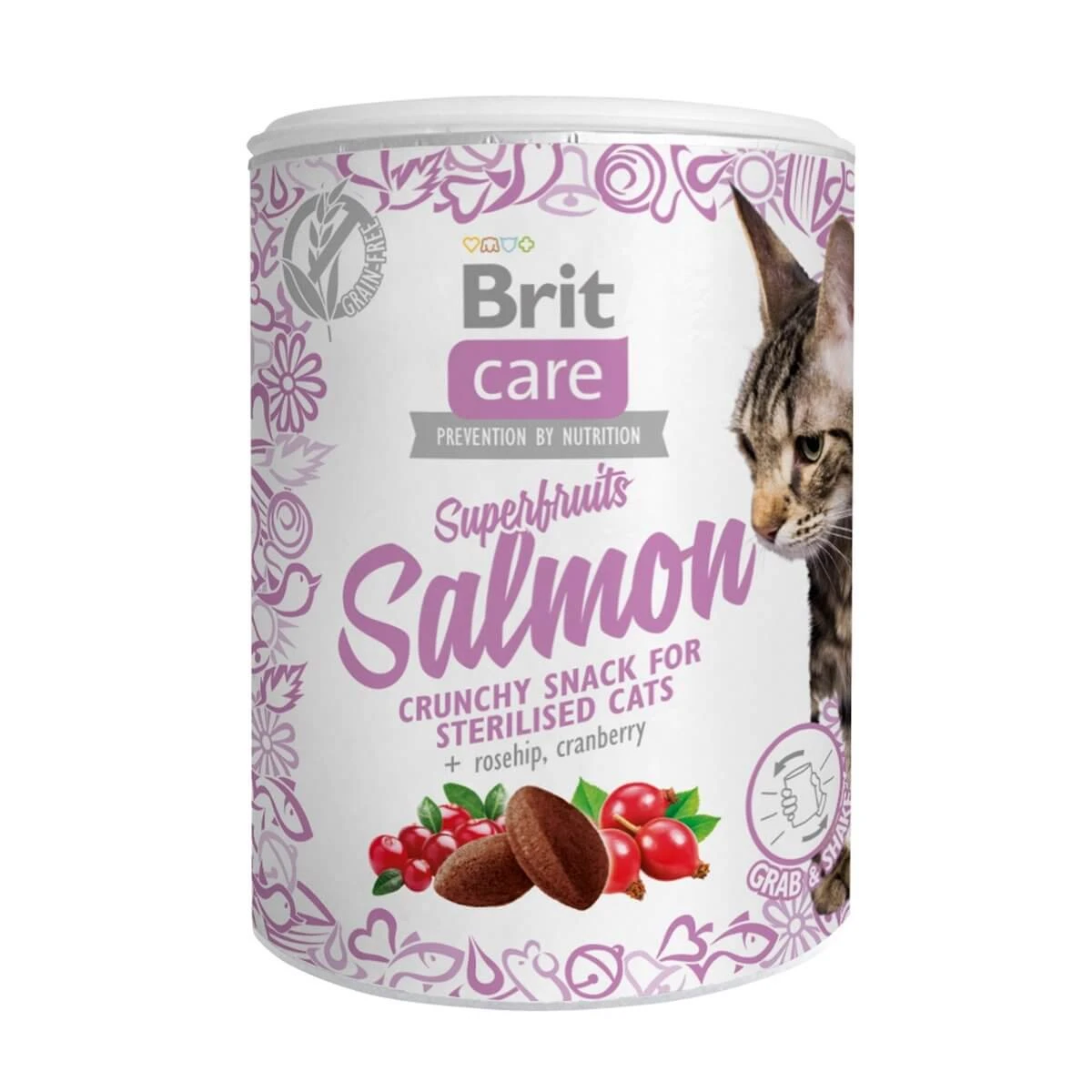 BRIT Care Snack Superfruits, Lachs und Aprikosen, getreidefreie Belohnung für sterilisierte Katzen, 100g