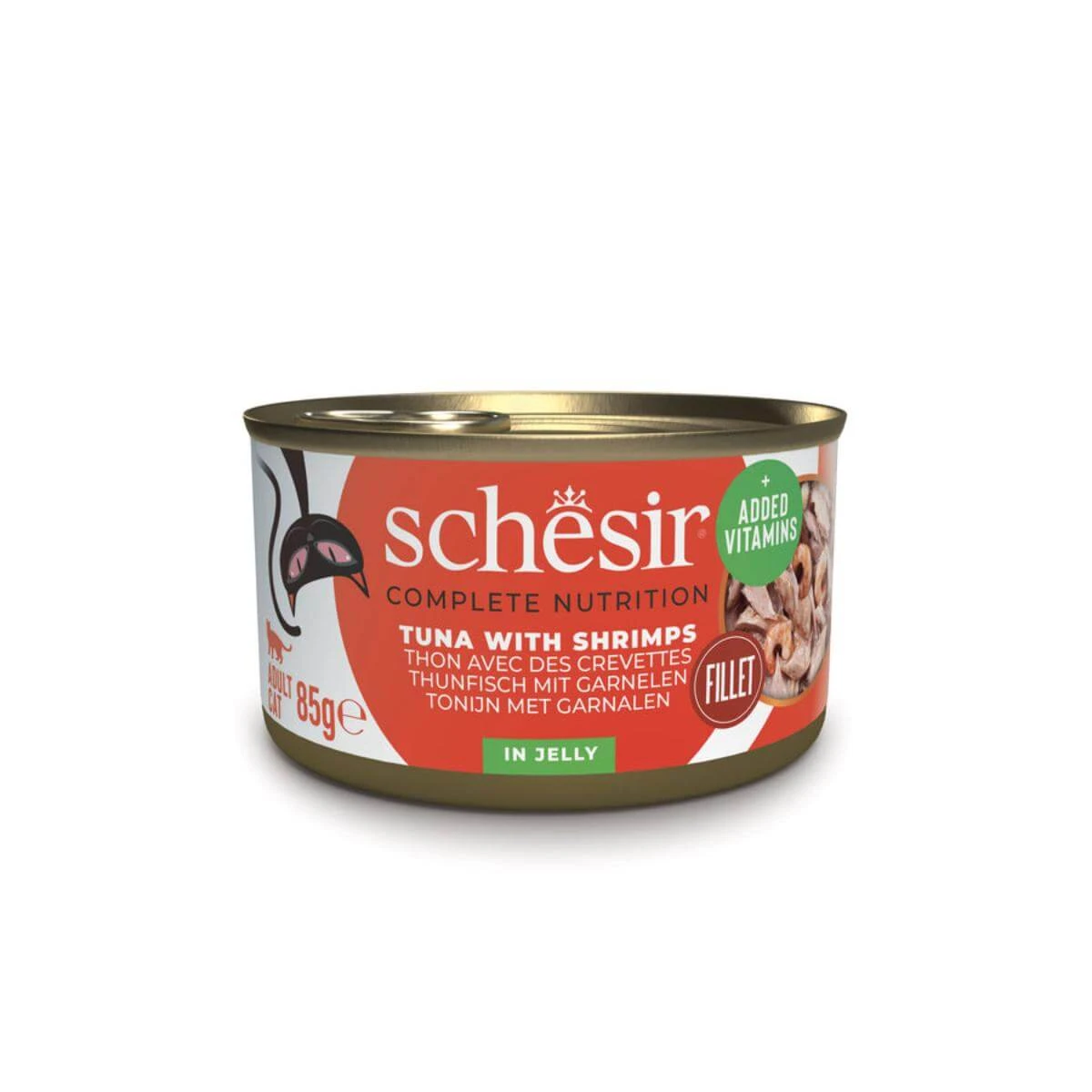 SCHESIR Complete Nutrition, Thunfisch und Shrimps, Katzennassfutter in Dosen, (in Aspik), 85g