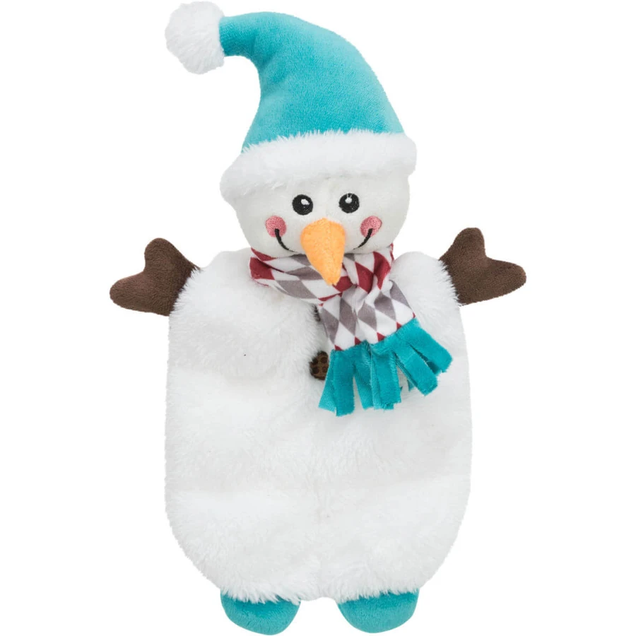 TRIXIE Weihnachtsschneemann, Plüschtier Hunde XS-XL, mit Sound, Plüsch, weiß und rot, 31cm