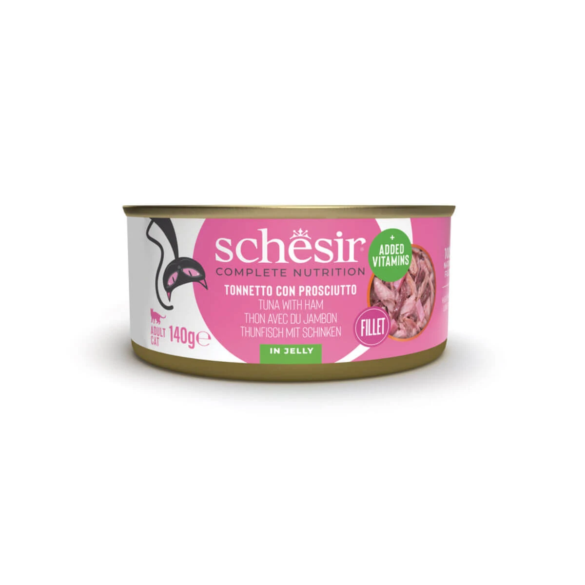 SCHESIR Complete Nutrition, Thunfisch und Schinken, Katzennassfutter in Dosen, (in Aspik), 140g