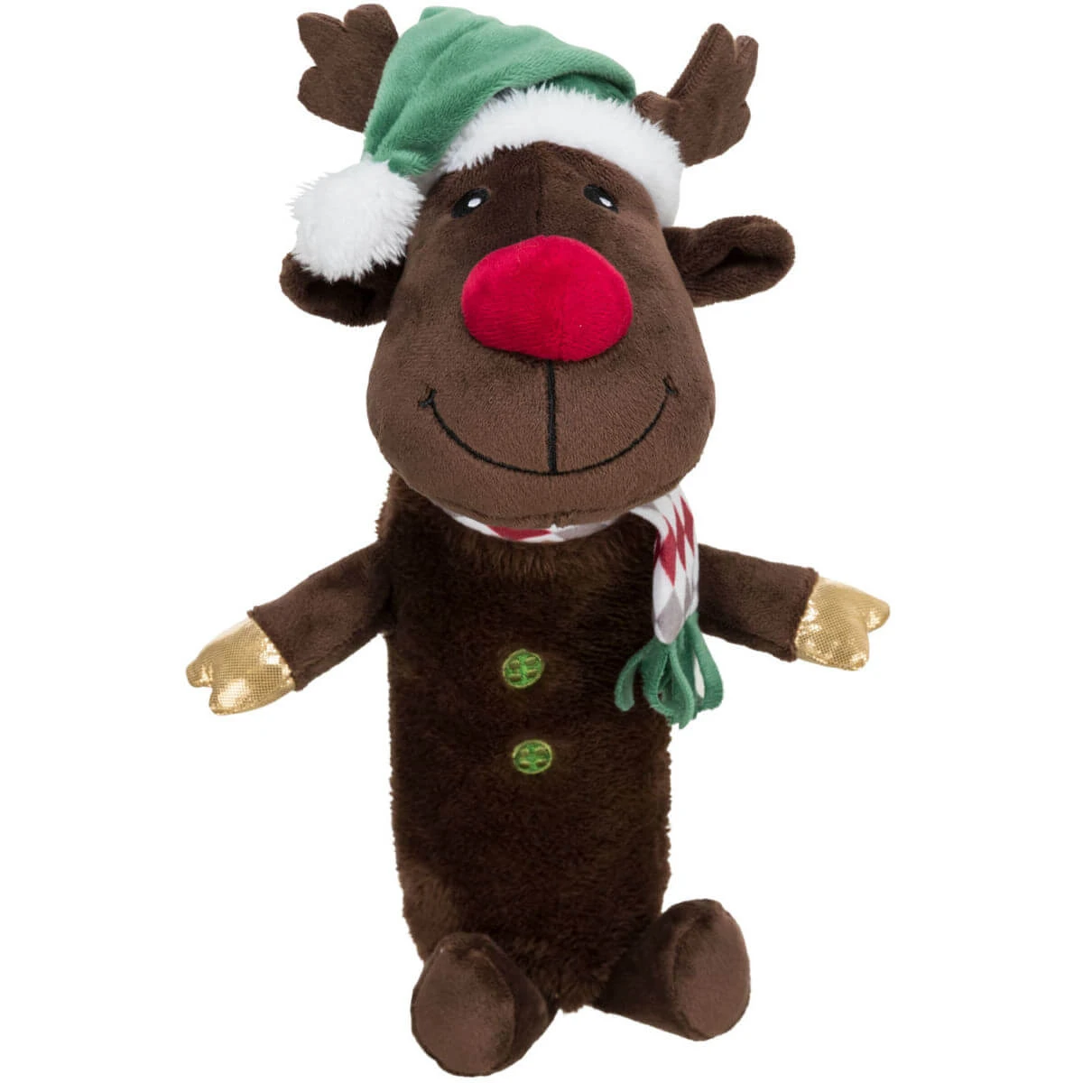 TRIXIE Weihnachts-Rentier mit Fosters, Plüschhunde XS-XL, sportliche Aktivitäten, Polyester, braun und rot, 45cm