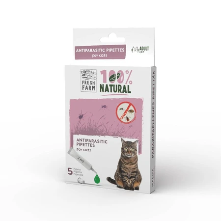 FRESH FARM, vermifuge externe naturel pour chat, pipette répulsive, 2ml x 5pcs