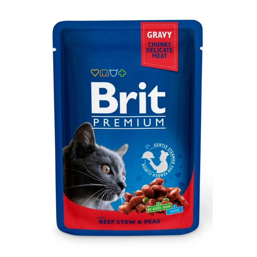 BRIT Premium, Beef and Peas, sachet wet cat food, (in sauce), 100g