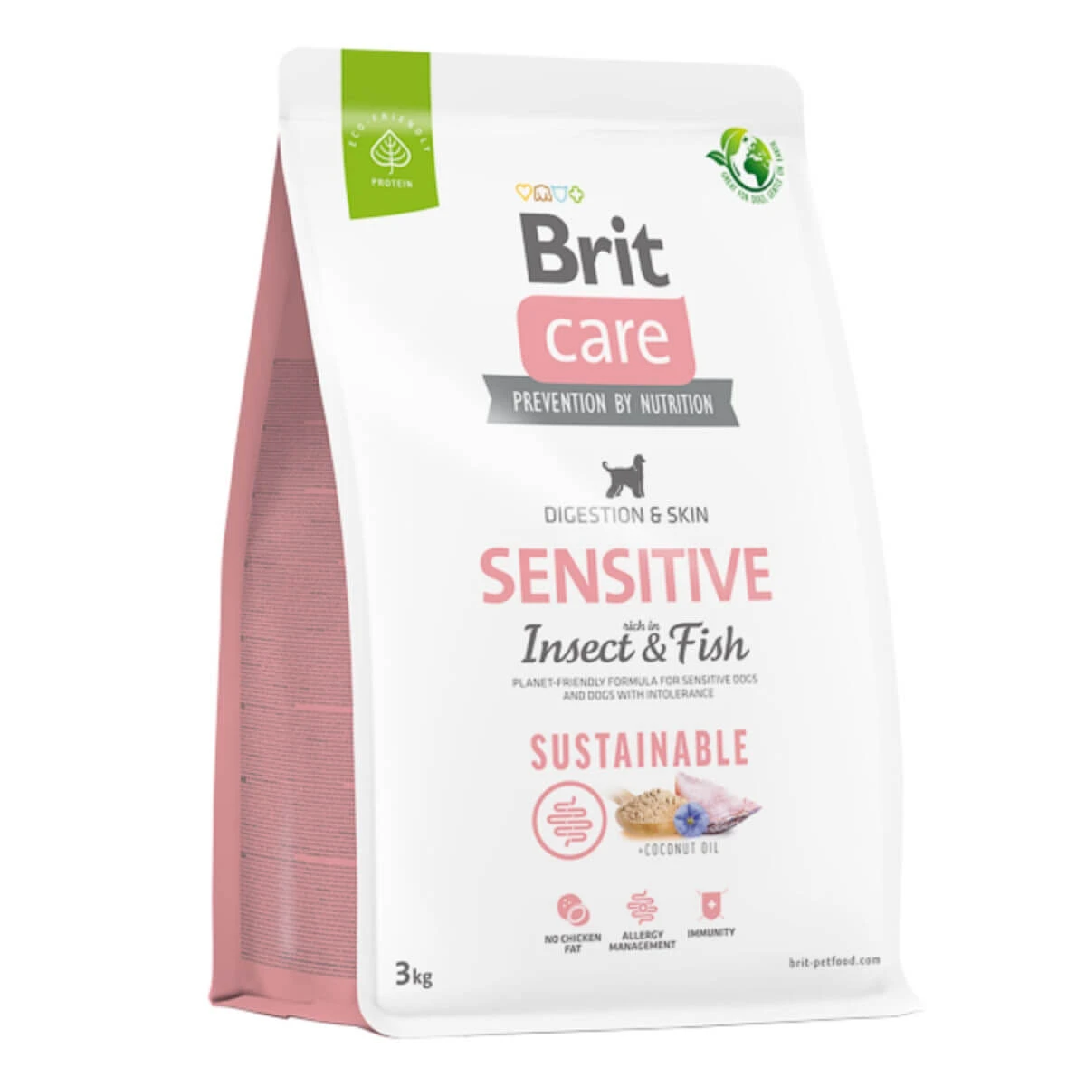 BRIT Care Sustainable Sensitive, XS-XL, Insekten & Fisch, Hundetrockenfutter, Haut & Fell, Verdauungssystem, 3kg