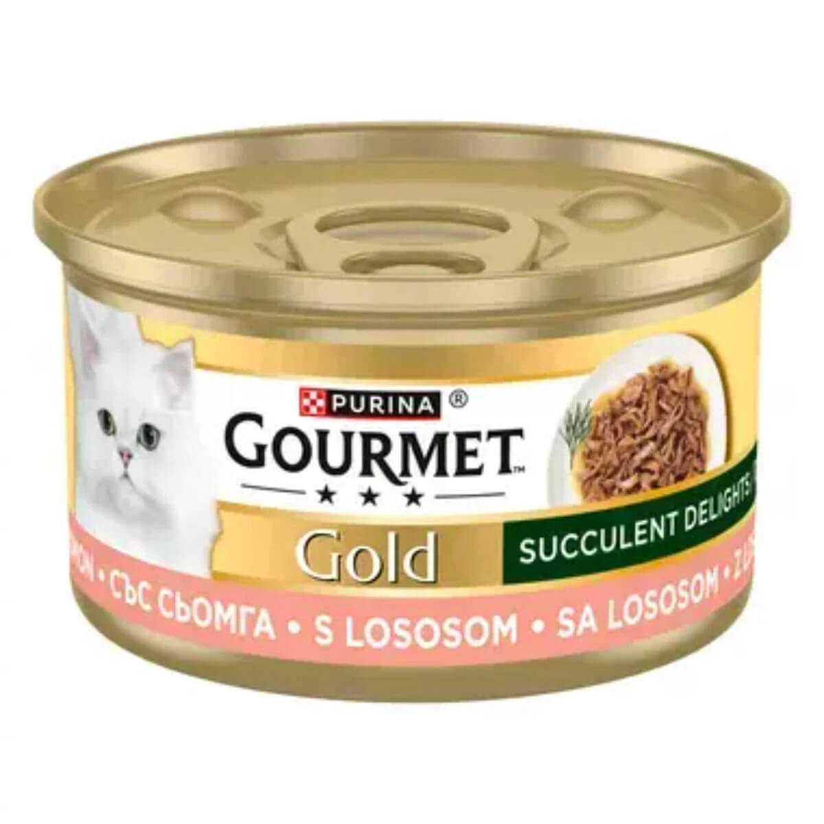 GOURMET Gold Succulent Delights, Lachs, Katzennassfutter in Dosen, (in Sauce), 85g