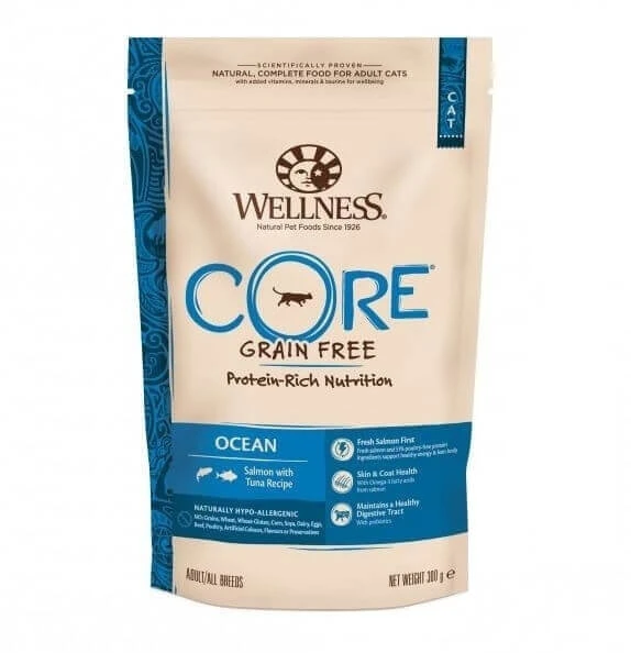 Wellness Core Katzentrockenfutter mit Lachs und Thunfisch, 300 g
