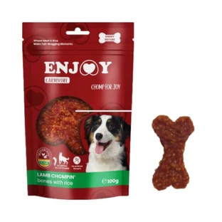 ENJOY Carnivore Chompin Chompin Bones, XS-XL, Honey and Rice, dog reward bag, 100g