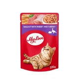 MY LOVE, Iepure și Curcan, plic hrană umedă pisici, (în sos), 85g