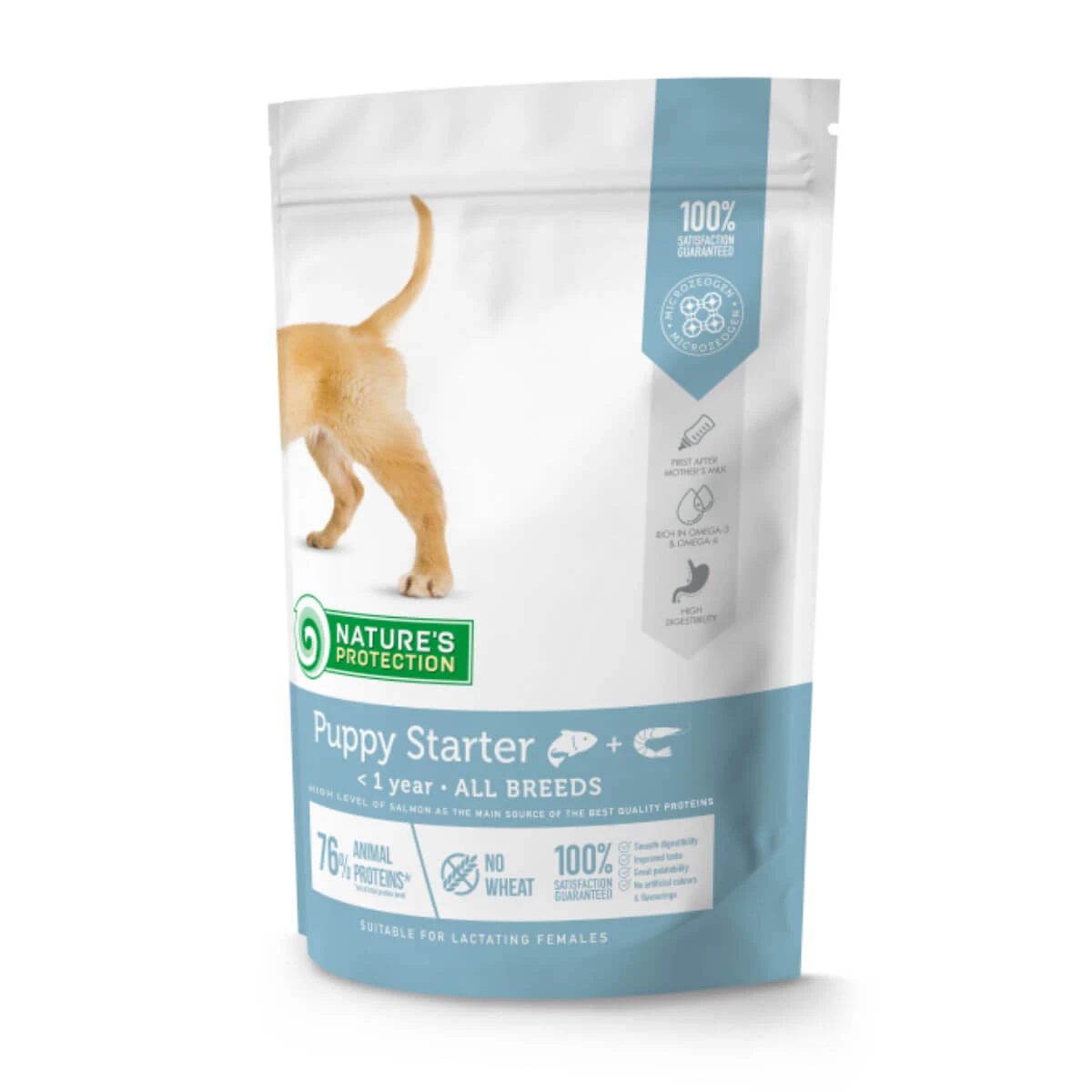 NATURES PROTECTION Puppy Starter XS-XL, Lachs und Krill, Trockenfutter für junge Hunde, 2kg