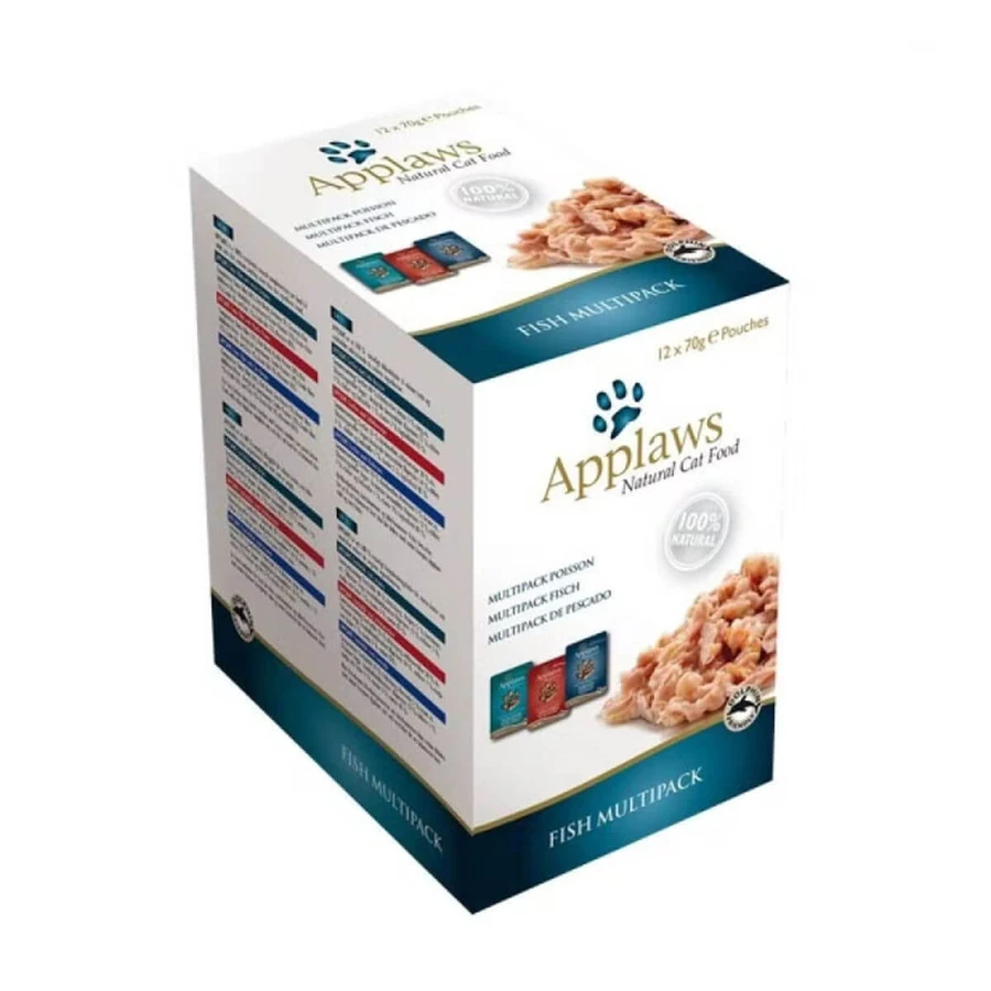 APPLAWS Fish Selection Multipack, 3 flavors (Tuna & Anchovy, Tuna & Shrimp, Tuna & Sea Bream), mixed pack, sachet wet cat food, 70g x 12
