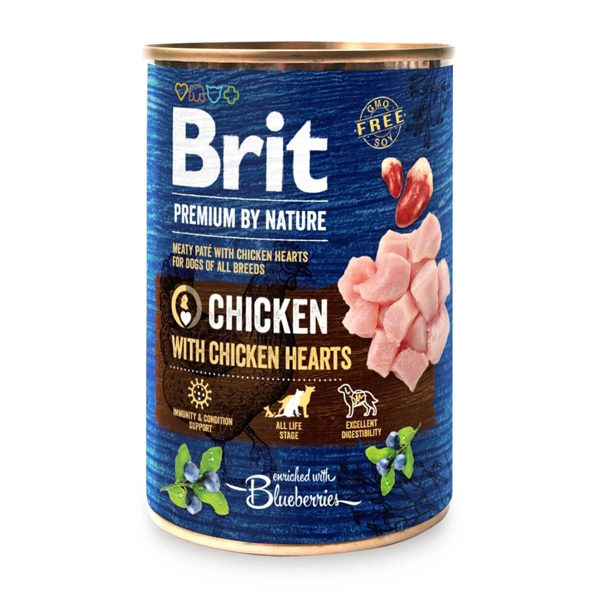 BRIT Premium By Nature, Huhn und Herz, getreidefreies Hundefutter in Dosen, (Pastete), 400g