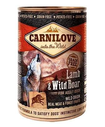 CARNILOVE, Lamm und Wildschwein, getreidefreies Nassfutter für Hunde in Dosen, (in Aspik), 400g