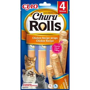 INABA Churu Rolls, Poulet, sachet, récompense sans céréales pour chats, 40g