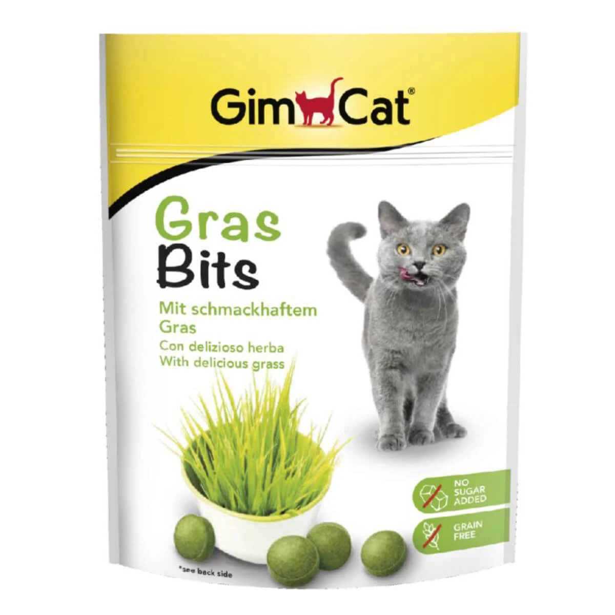 GIMCAT Tasty Tabs Gras Bits, Belohnungsbeutel für Katzen, 50g